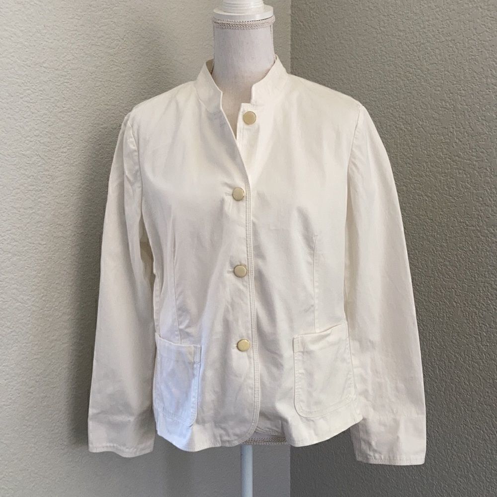 Talbots White Ivory Button Down Jacket